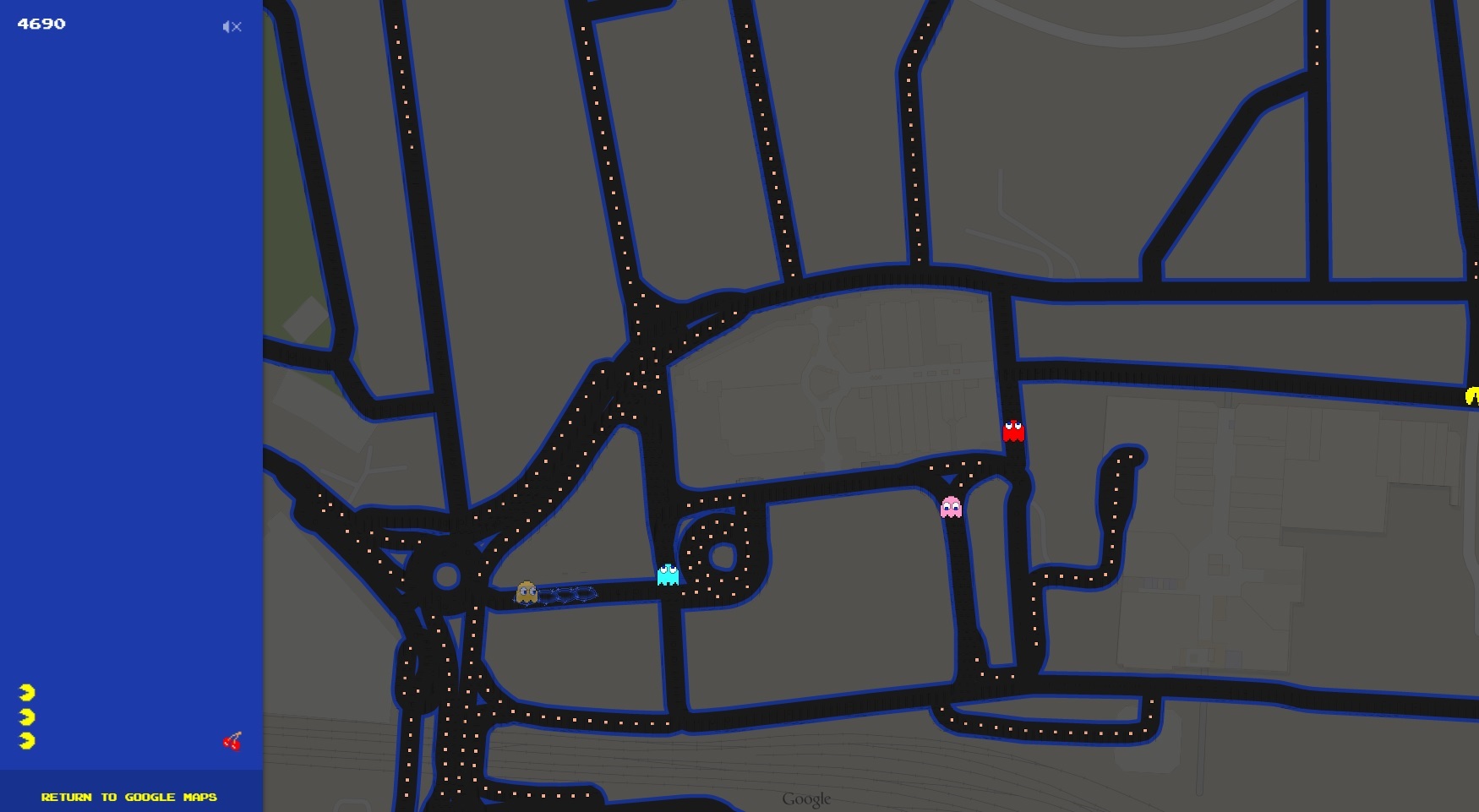 Google Maps allows you to play PacMan On Your Street