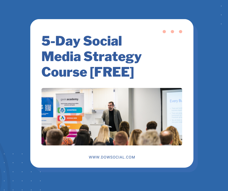 Advertisement for our 5-day social media strategy course
