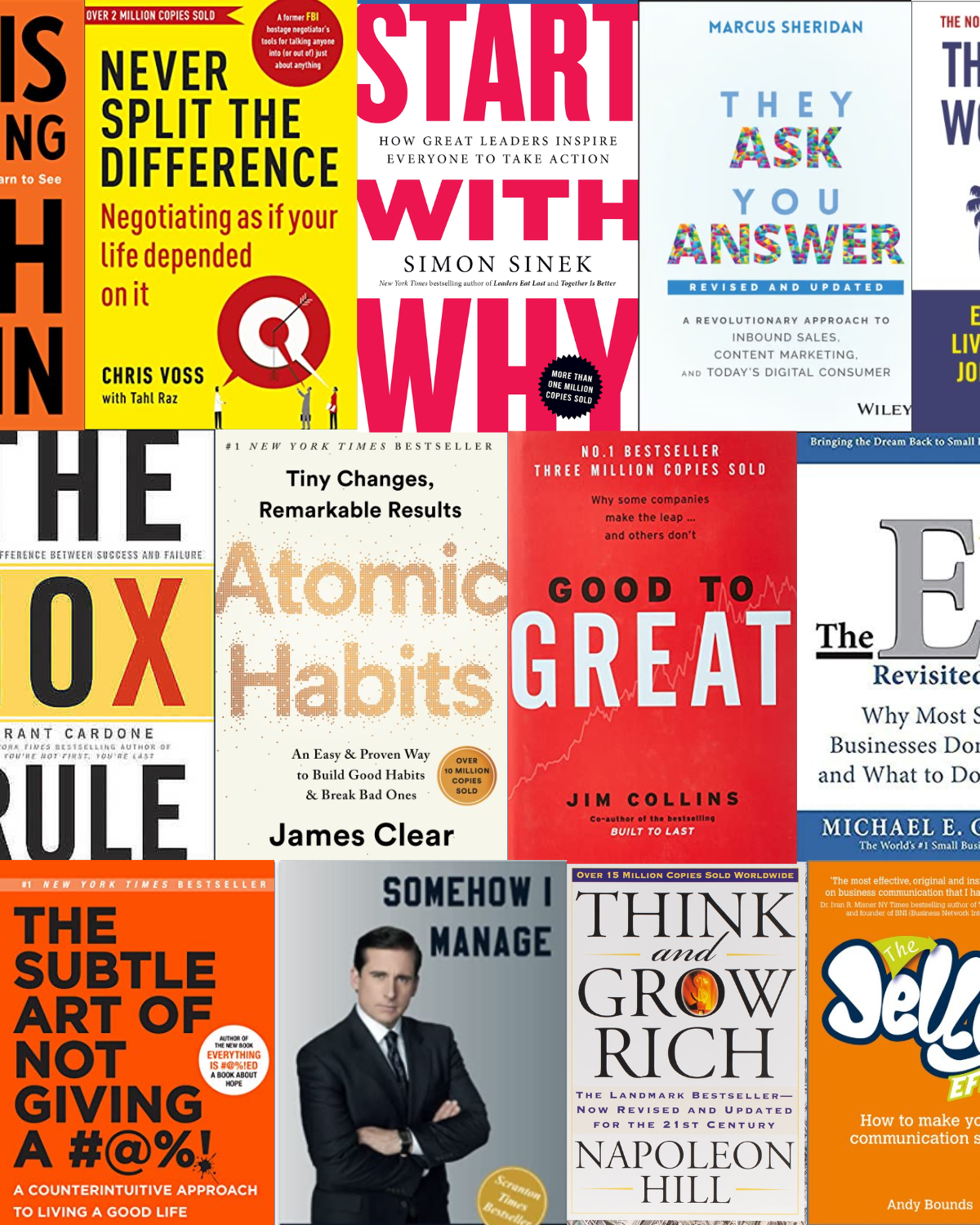Collage of business book covers